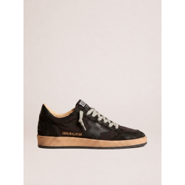Golden Goose Mens Ball Star in Black Fabric With Black Star