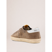 Golden Goose Mens Super Star Sneakers in Brown Croco-Effect Leather
