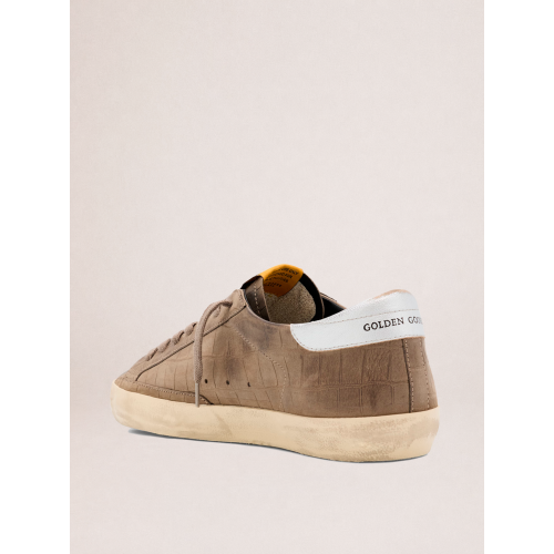 Мужские кеды Golden Goose Mens Super Star Sneakers in Brown Croco-Effect Leather