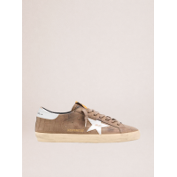 Golden Goose Mens Super Star Sneakers in Brown Croco-Effect Leather
