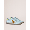Женские кеды Golden Goose Ball Star in White Leather With Orange Star and Yellow Heel Tab
