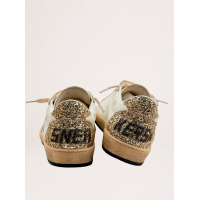 Golden Goose Wmns Ball Star White Silver Metallic Gold Glitter