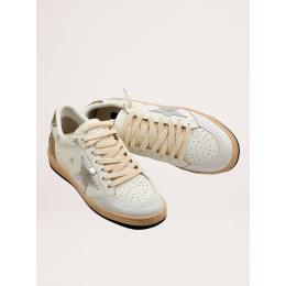 Golden Goose Wmns Ball Star White Silver Metallic Gold Glitter