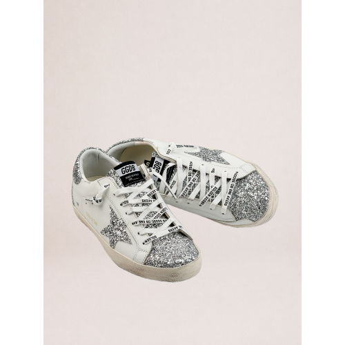 Женские кеды Golden Goose Super Star Wmns White Silver Glitters