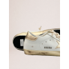 Женские кеды Golden Goose Super Star with gold sparkle foxing and metal stud lettering