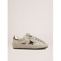 Golden Goose Super Star Sneakers in Light Gray Nylon With Metallic Star