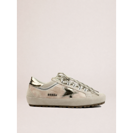 Golden Goose Super Star Sneakers in Light Gray Nylon With Metallic Star