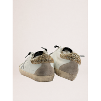 Golden Goose Super Star Donna Bianche in Pelle Con Talloncino Glitter