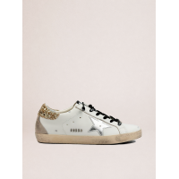 Golden Goose Super Star Donna Bianche in Pelle Con Talloncino Glitter