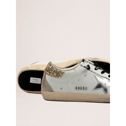 Golden Goose Super Star Donna Bianche in Pelle Con Talloncino Glitter