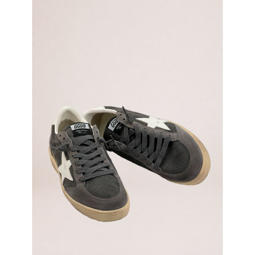 Мужские кеды Golden Goose Mens Ball Star in Grey Suede With White Star