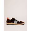 Женские кеды Golden Goose Ball Star Brown Suede with Silver Glitter Star