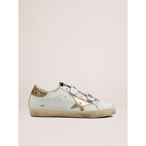Женские кеды Golden Goose Old School With Gold Star in Laminated Leather