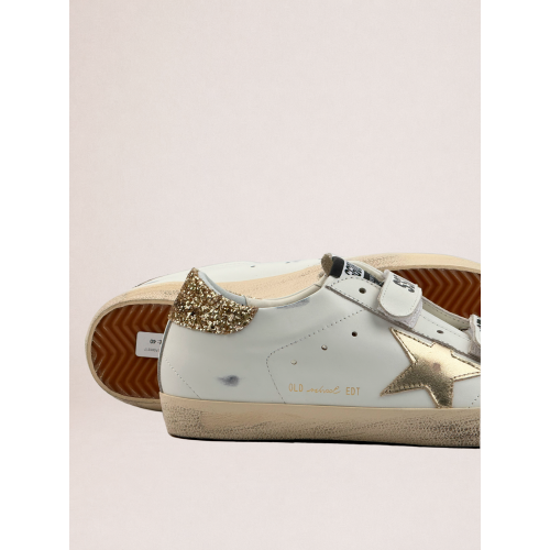 Женские кеды Golden Goose Old School With Gold Star in Laminated Leather