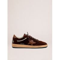 Golden Goose Mens Ball Star in Brown Suede With Brown Leather Star and Heel Tab