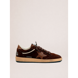 Golden Goose Mens Ball Star in Brown Suede With Brown Leather Star and Heel Tab