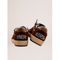 Golden Goose Mens Ball Star in Brown Suede With Brown Leather Star and Heel Tab