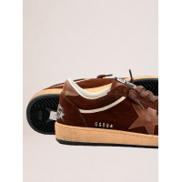 Golden Goose Mens Ball Star in Brown Suede With Brown Leather Star and Heel Tab
