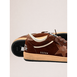 Golden Goose Mens Ball Star in Brown Suede With Brown Leather Star and Heel Tab
