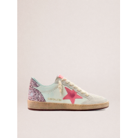 Golden Goose Ball Star in nappa with pink suede star and glitter heel tab