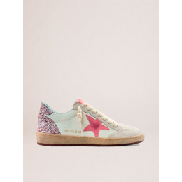 Golden Goose Ball Star in nappa with pink suede star and glitter heel tab