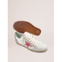 Golden Goose Ball Star in nappa with pink suede star and glitter heel tab