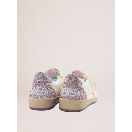 Golden Goose Ball Star in nappa with pink suede star and glitter heel tab