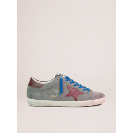 Golden Goose Mens Super Star Sneakers in Dark Gray Suede