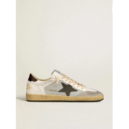 Golden Goose Mens Ball Star in Grey Fabric With Green Star