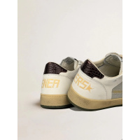 Golden Goose Mens Ball Star in Grey Fabric With Green Star