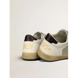 Golden Goose Mens Ball Star in Grey Fabric With Green Star