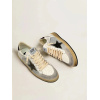 Мужские кеды Golden Goose Mens Ball Star in Grey Fabric With Green Star