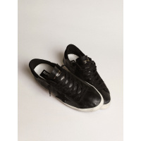 Golden Goose Mens Super Star In Black Nappa With Black Suede Star And Heel Tab