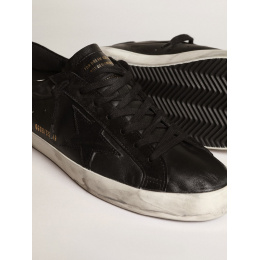 Golden Goose Mens Super Star In Black Nappa With Black Suede Star And Heel Tab