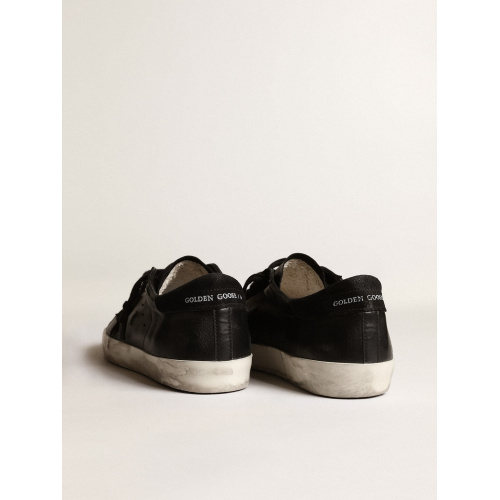 Мужские кеды Golden Goose Mens Super Star In Black Nappa With Black Suede Star And Heel Tab