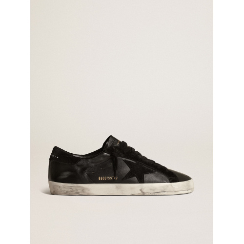 Мужские кеды Golden Goose Mens Super Star In Black Nappa With Black Suede Star And Heel Tab