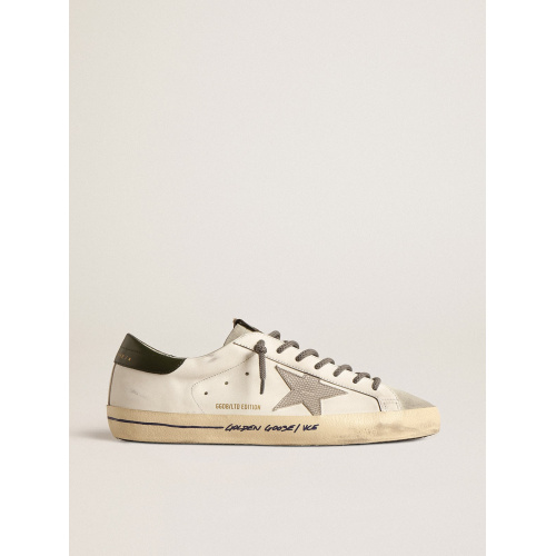 Мужские кеды Golden Goose Mens Super Star Ltd With Croc-Print Star And Green Heel Tab
