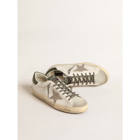 Golden Goose Mens Super Star Ltd With Croc-Print Star And Green Heel Tab