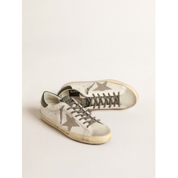 Golden Goose Mens Super Star Ltd With Croc-Print Star And Green Heel Tab