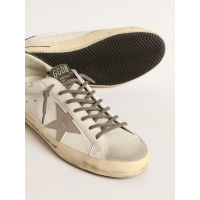 Golden Goose Mens Super Star Ltd With Croc-Print Star And Green Heel Tab