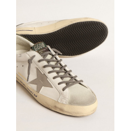 Golden Goose Mens Super Star Ltd With Croc-Print Star And Green Heel Tab