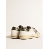 Мужские кеды Golden Goose Mens Super Star Ltd With Croc-Print Star And Green Heel Tab