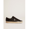 Мужские кеды Golden Goose Mens Super Star Ltd In Crocodile-Print Leather With Black Suede Inserts