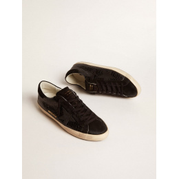 Golden Goose Mens Super Star Ltd In Crocodile-Print Leather With Black Suede Inserts