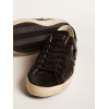 Мужские кеды Golden Goose Mens Super Star Ltd In Crocodile-Print Leather With Black Suede Inserts
