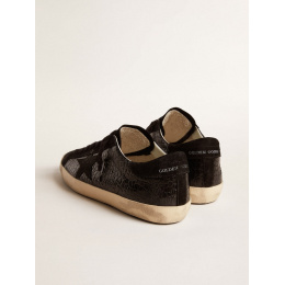 Golden Goose Mens Super Star Ltd In Crocodile-Print Leather With Black Suede Inserts