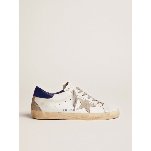 Мужские кеды Golden Goose Mens Super Star With Suede Star And Blue Heel Tab