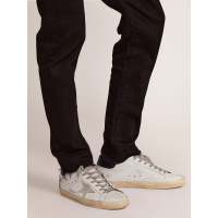 Golden Goose Mens Super Star With Suede Star And Blue Heel Tab