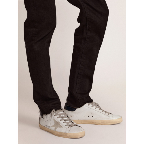 Мужские кеды Golden Goose Mens Super Star With Suede Star And Blue Heel Tab