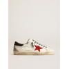 Мужские кеды Golden Goose Mens Super Star With Red Suede Star And Green Leather Heel Tab